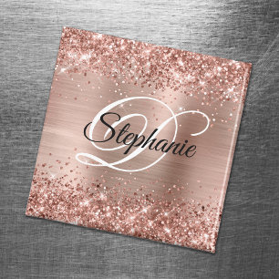 Aimant Rose Gold Pailleté Strassé Monogramme Fantaisie