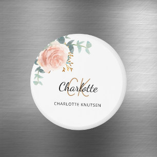 Aimant Rose gold rose floral eucalyptus merci