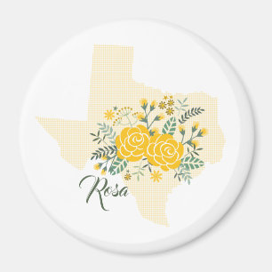 Aimant Rose jaune du Texas - État En vichy avec les Rose