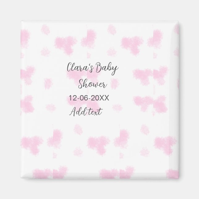 Aimant Rose mignon baby shower aquarelle moderne dat (Devant)