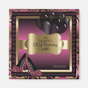 Aimant Rose, Noir & Or Metallic - 00e anniversaire