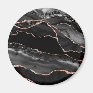 Aimant Rose noire or fausse agate géode