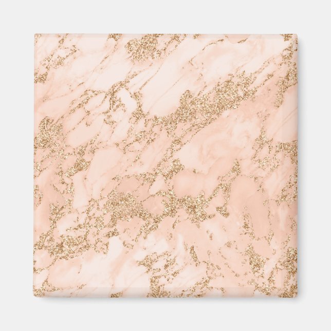 Aimant Rose or parties scintillant marbre abstrait (Devant)