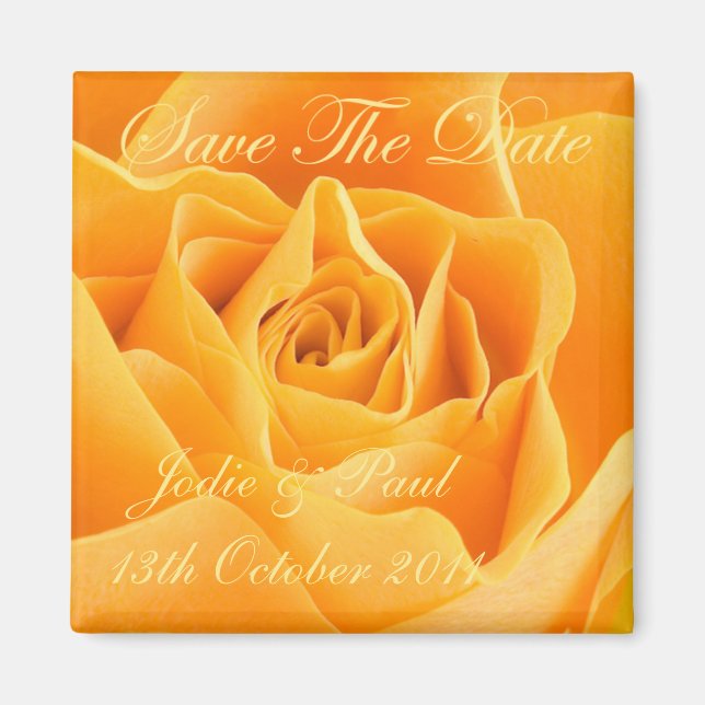 Aimant Rose Orange - Enregistrer La Date - Mariage - Fian (Devant)