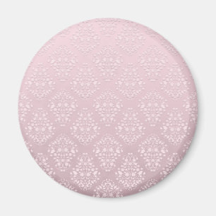 Aimant Rose pâle et blanc style vintage damassé