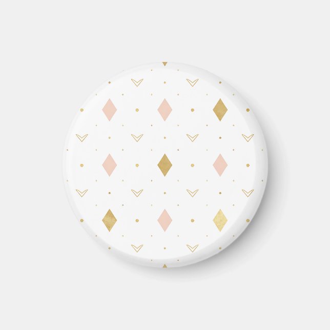 Aimant Rose Pâle Or Motif Géométrique (Devant)