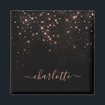 Aimant Rose Parties scintillant Or Élégant Script glamour<br><div class="desc">Créez votre propre aimant brillant en diamants noir et rose avec votre nom de script manuscrit moderne personnalisé.</div>