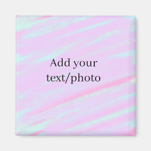 Aimant Rose pastel vert ajouter photo texte aquarelle rét