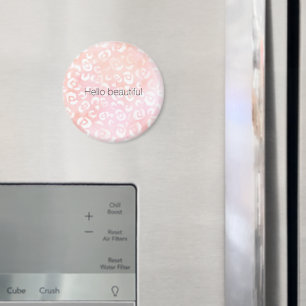 Aimant Rose Pêche Doré Imprimé Léopard Féminin