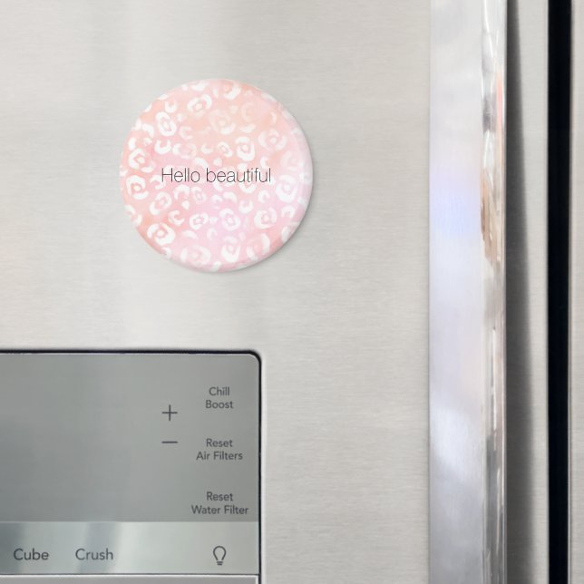 Aimant Rose Pêche Doré Imprimé Léopard Féminin (In situ (réfrigérateur))