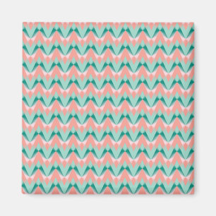 Aimant Rose pêche yukka et motif ZigZag vert