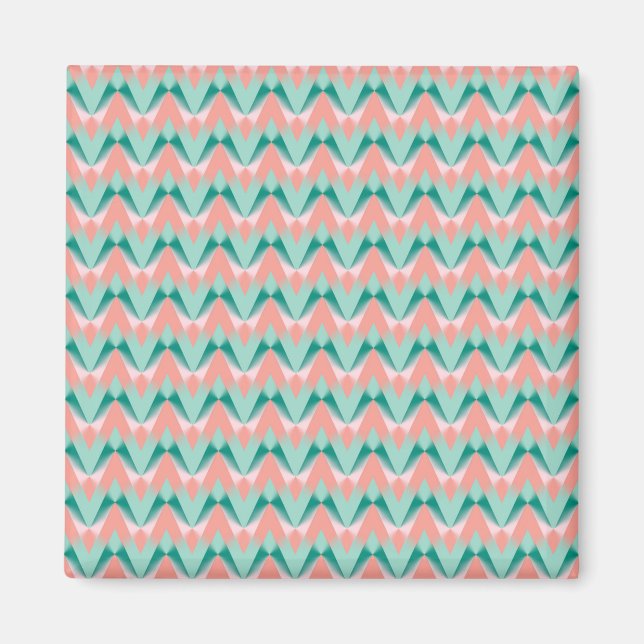 Aimant Rose pêche yukka et motif ZigZag vert (Devant)