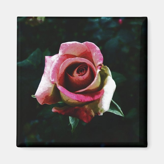 Aimant Rose peinte à l'huile (Devant)