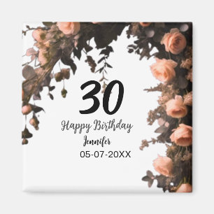 Aimant Rose rose fleur vintage moderne 30e anniversaire