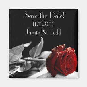 Aimant Rose rouge Enregistrer la date