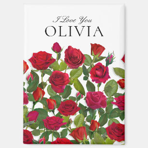 Aimant Rose Rouge Moderne Minimaliste Je T'Aime