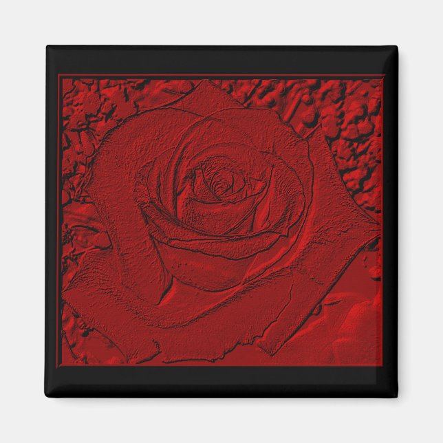 Aimant Rose rouge "Sculpture" (Devant)
