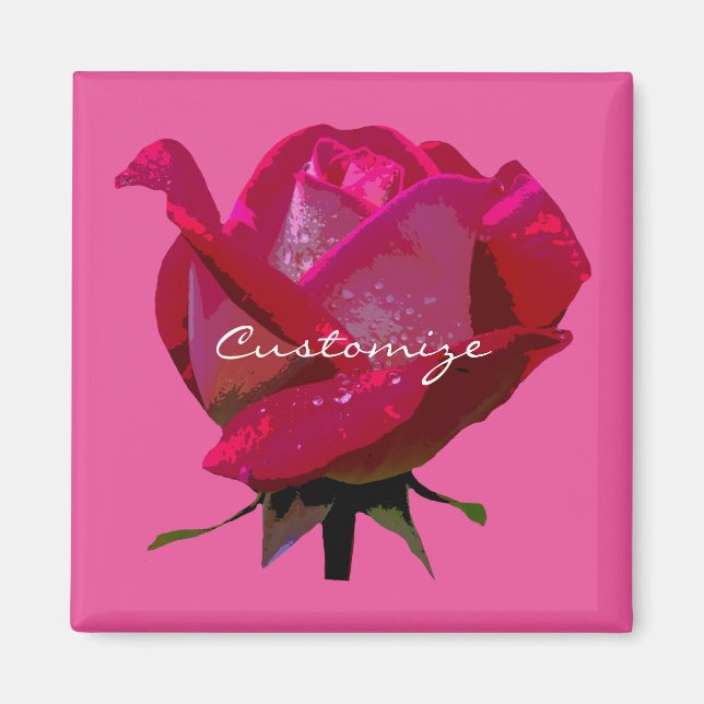 Aimant rose rouge unique couleur (Devant)