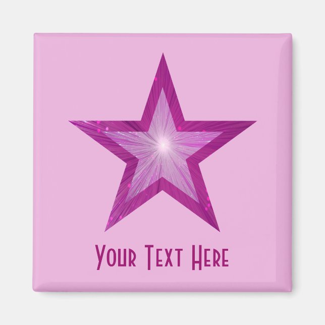Aimant rose Star 'Your Text' carré rose pâle (Devant)