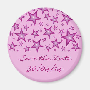 Aimant Rose Stars 'Save the Date' rose pâle