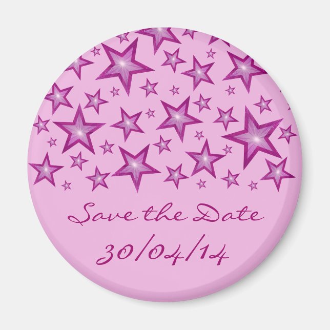 Aimant Rose Stars 'Save the Date' rose pâle (Devant)