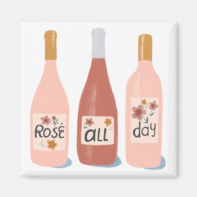 Aimant Rose Toute la journée vin amoureux cadeau (Devant)