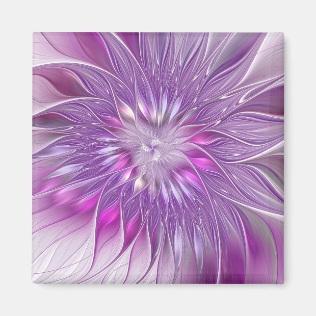 Aimant Rose violet passion Fleur Art Abstrait Fractal (Devant)