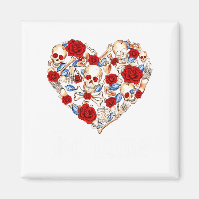 Aimant Roses And Skulls Heart Gothic Style Valentine Be M (Devant)