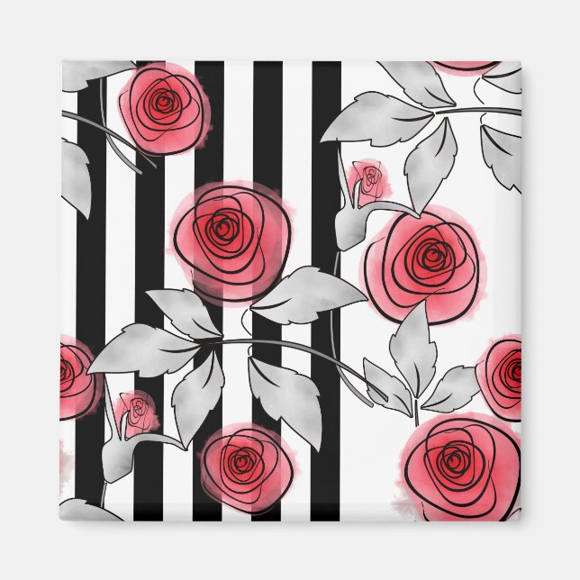 Aimant Roses aquarelle (Devant)