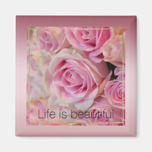 Aimant Roses blanches roses Belles moments