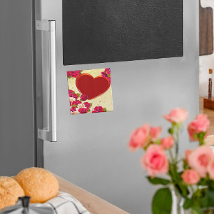 Aimant Roses et cadre cardiaque Ajouter votre photo