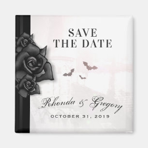 Aimant Roses et chauves-souris noires gothiques Mariage H