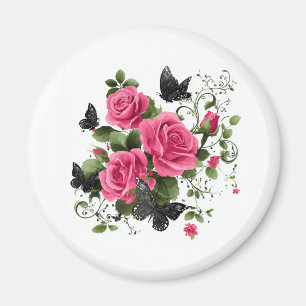 Aimant Roses et Papillons