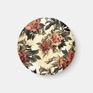 Aimant Roses Floral Aquarelle, Motif Peonies.