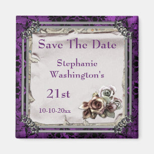 Aimant Roses gothiques & Save The Date 21ème anniversaire