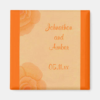 Aimant Roses orange fanées Enregistrer la date Mariage Ai