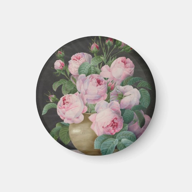 Aimant Roses roses dans un vase – Pierre Joseph Redouté (Devant)