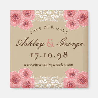 Aimant Roses Roses Roses Et Dentelle Damas Vintage Enregi