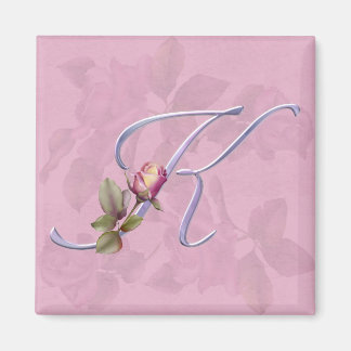 Aimant Roses roses roses Monogramme K