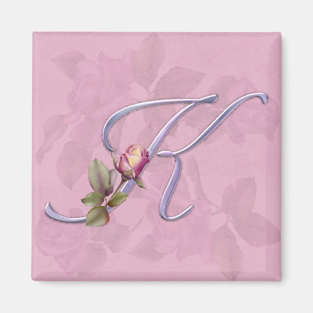 Aimant Roses roses roses Monogramme K (Devant)