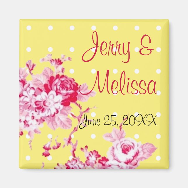 Aimant Roses Roses Roses Sur Mariage Jaune Favoriser l'ai (Devant)