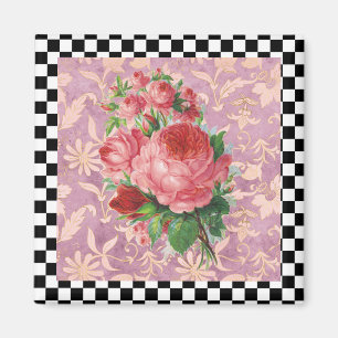 Aimant Roses roses roses vintages Arlequin
