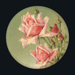 Aimant Roses roses vintages de jardin pour la<br><div class="desc">Conception victorienne florale de Saint-Valentin d'histoires d'amour vintages d'illustration avec plusieurs fleurs roses de jardin rose en fleur.</div>