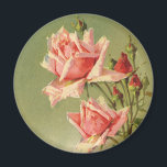 Aimant Roses roses vintages de jardin pour la<br><div class="desc">Conception victorienne florale de Saint-Valentin d'histoires d'amour vintages d'illustration avec plusieurs fleurs roses de jardin rose en fleur.</div>