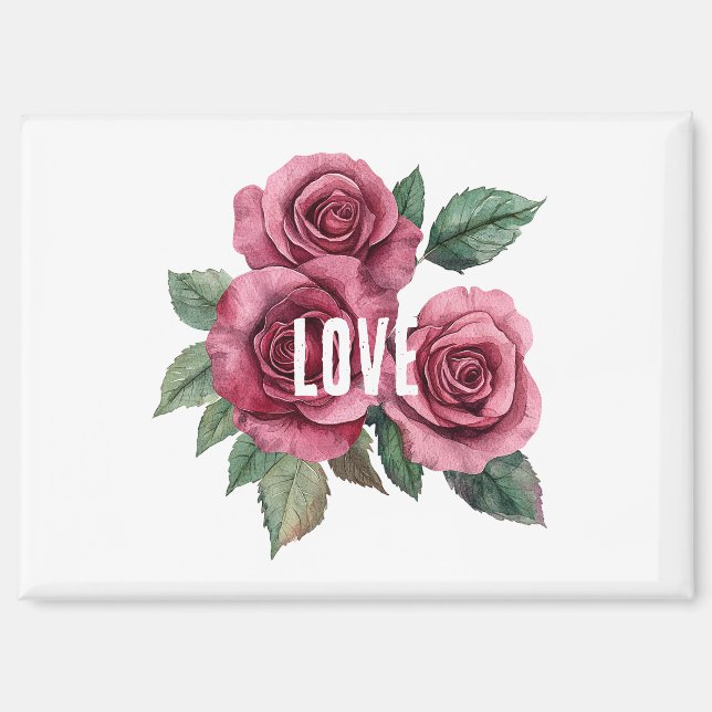 Aimant Roses rouges blanches Amour floral (Recto)