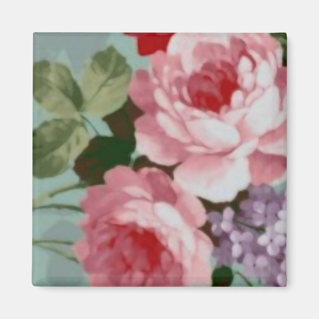 Aimant Roses rouges roses vintages (Devant)