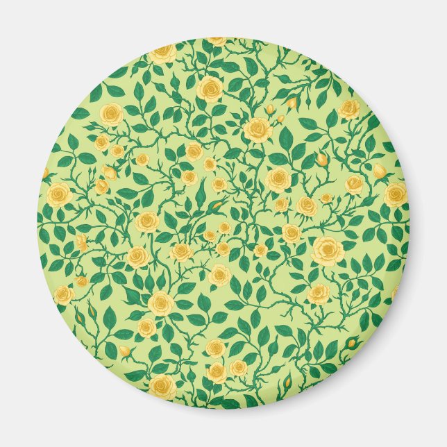 Aimant Roses sauvages en jaune et vert (Devant)