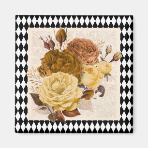 Aimant Roses vintages du jardin Arlequin