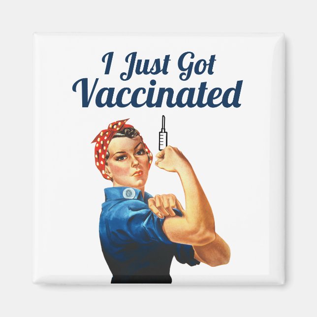 Aimant Rosie la riveuse vaccinée contre la Covid-19 (Devant)