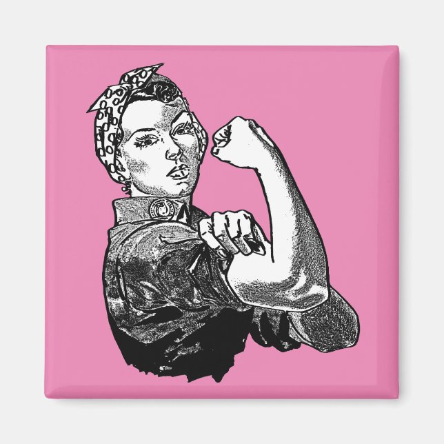 Aimant Rosie-Le-Riveter Graphique Féministe De Ligne-Art (Devant)